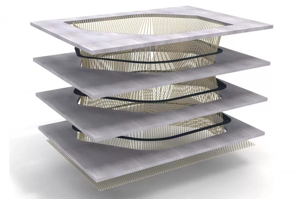 HUB Creatic - La Chantrerie (44) I Yellow pine ignifugé dans la masse par Woodenha Industries I Conçu, réalisé et posé par Métalobil I Création : Tetrac