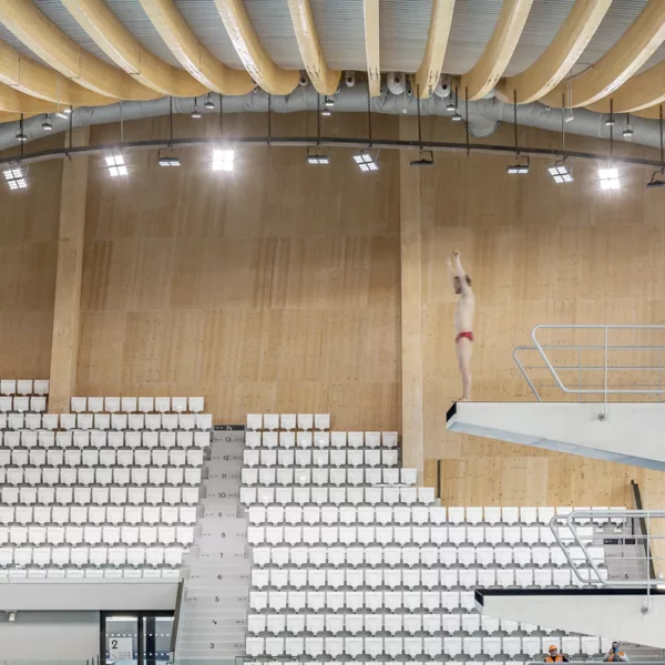 Centre Aquatique Olympique - CAO - Ignipli® épicéa - Woodenha Industries